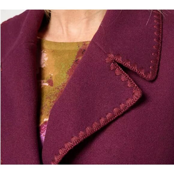 Beautiful by Lawrence Zarian Womens M Belted Double Knit Lined Coat Fig NWOT - Picture 5 of 6